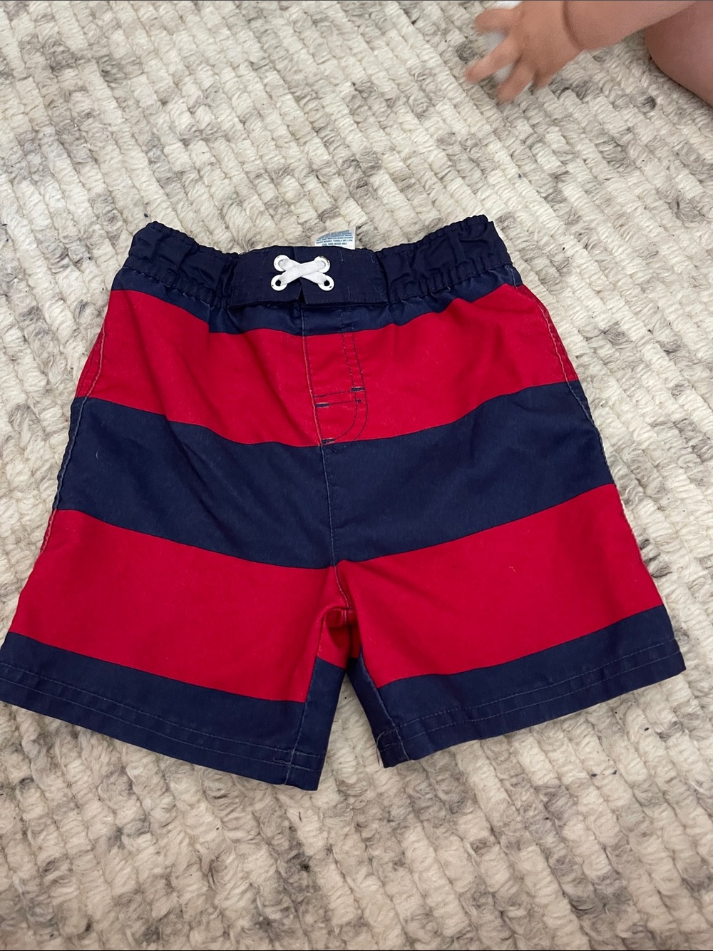 Circo Navy and Red Striped Swim Shorts
